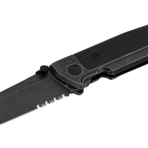 COUTEAU PLIANT WALTHER Q5 STEEL FRAME FOLDER BLACKWASH SERRATED