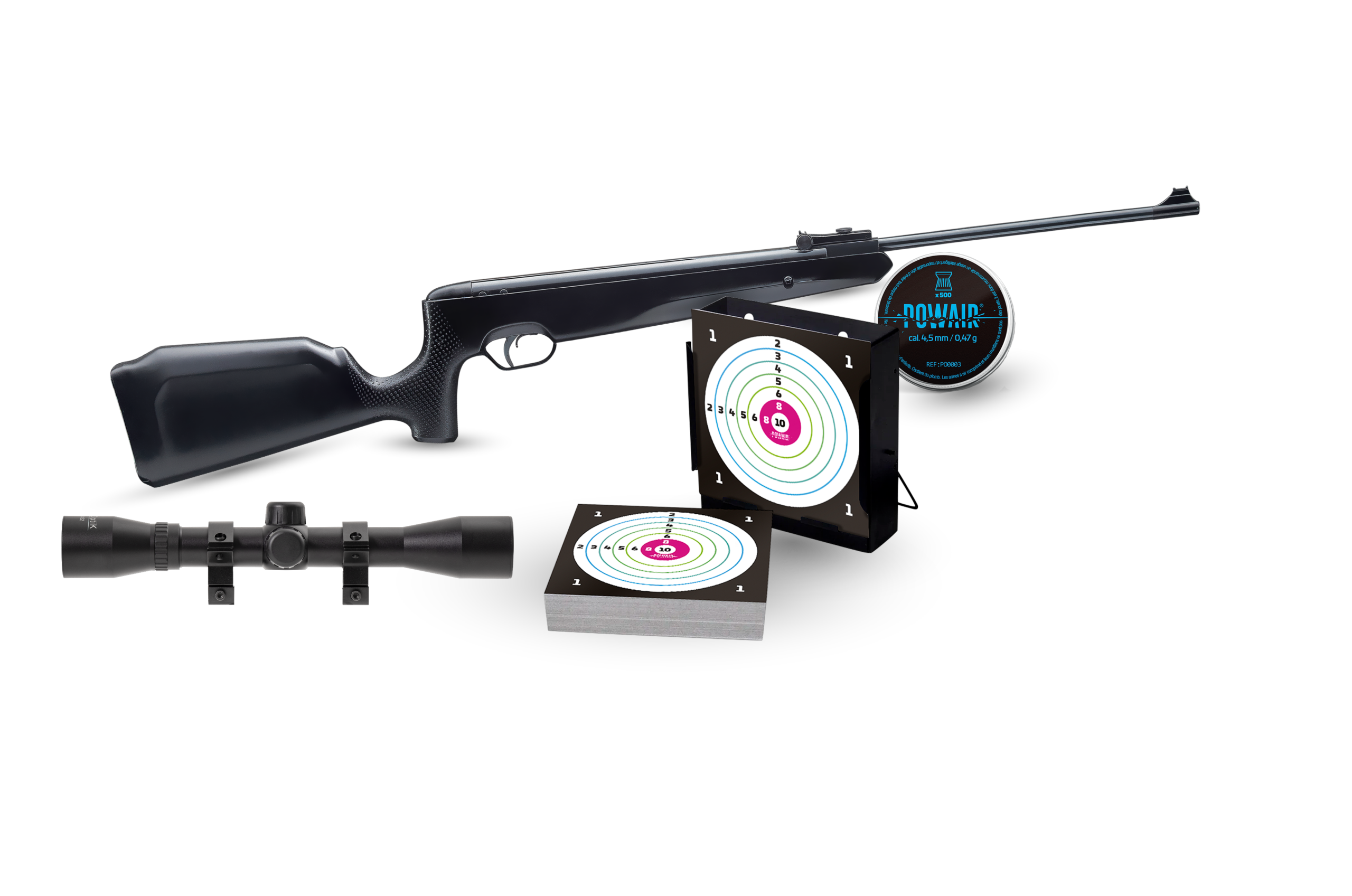 PACK CARABINE SR1000X C4.5 19.9J + 4X32 + PLOMBS + CIBLES + PORTE CIBLE